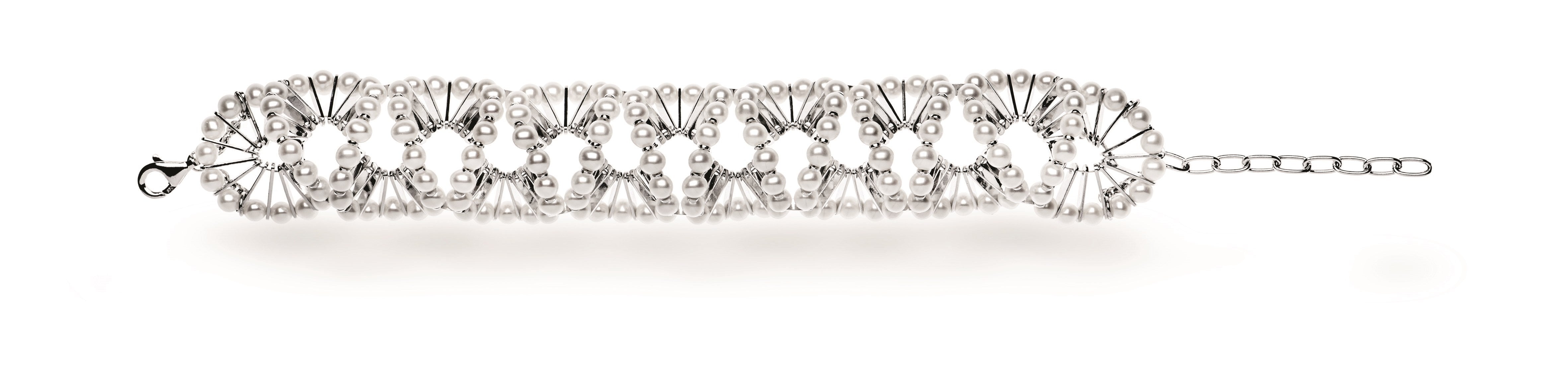 925/- Armband rho. matt., Zuchtperle Weiss 52,48CT