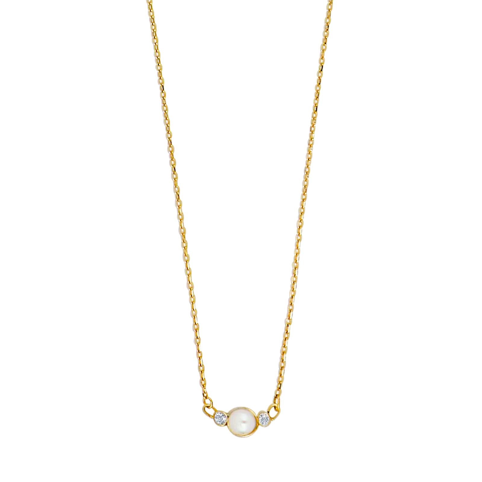 8ct. gold necklace w/pearl and cz