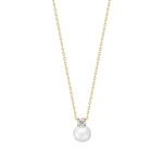 8ct. gold necklace w. pearl and cz