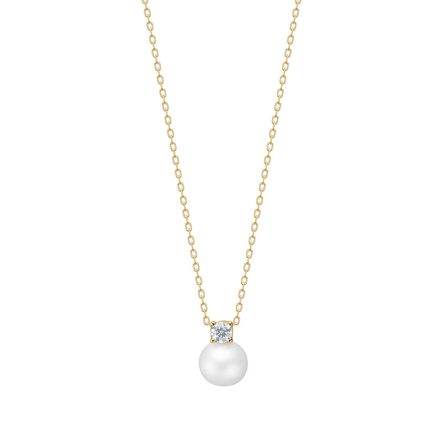 8ct. gold necklace w. pearl and cz