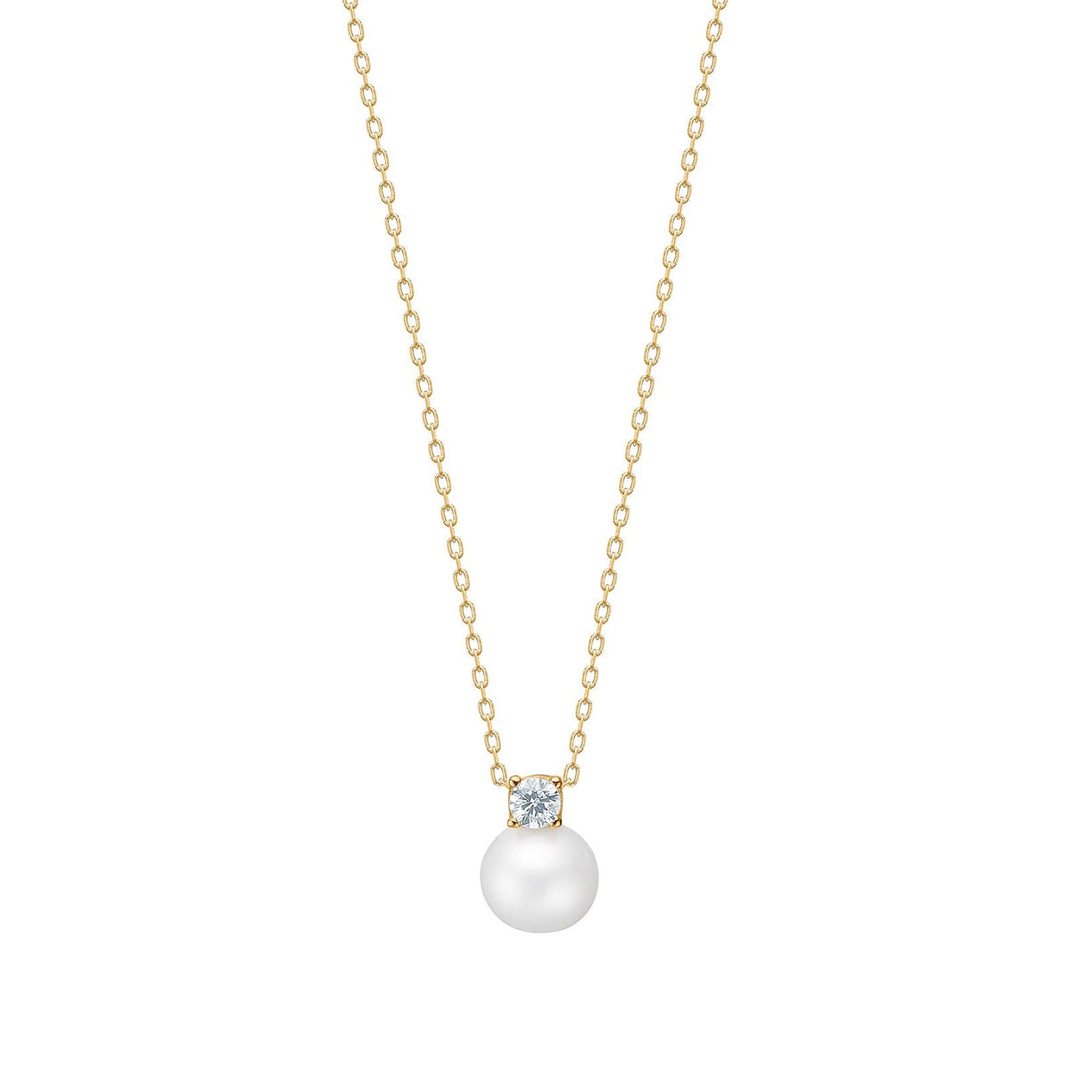 8ct. gold necklace w. pearl and cz
