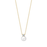 8ct. gold necklace w. pearl and cz
