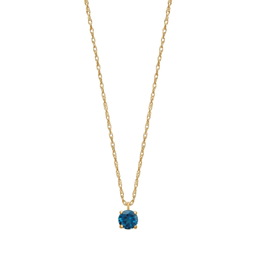 8kt. Goldhalskette m 4mm Londoner blau Topas