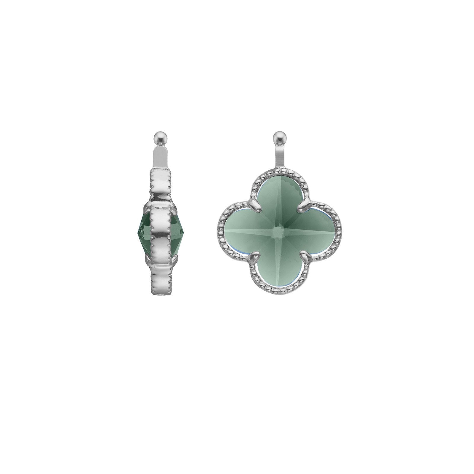 Glas facet clover - rh -silver