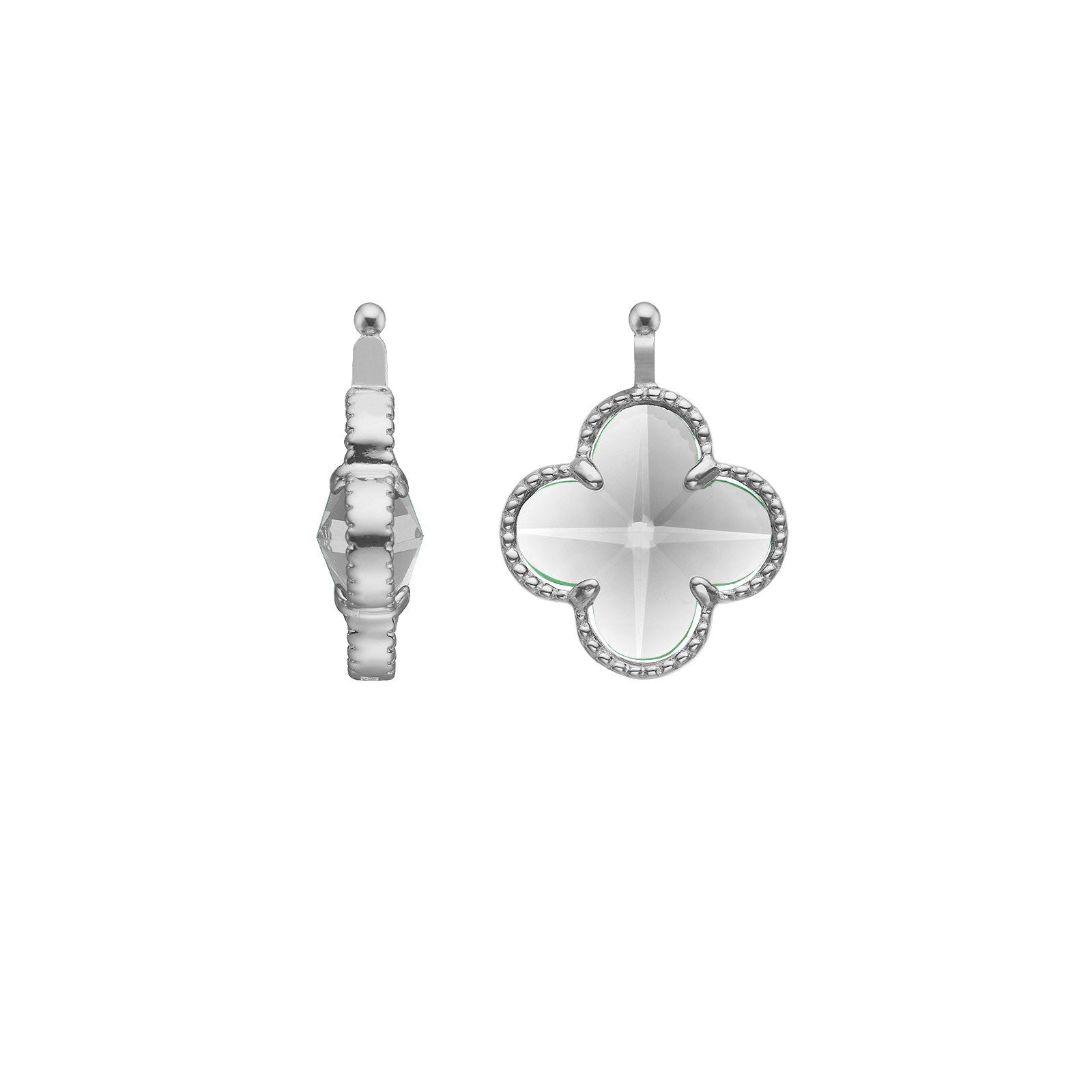 Glas facet clover - rh -silver