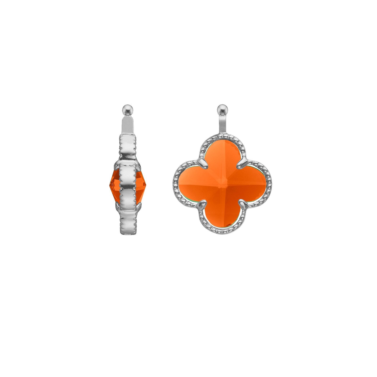 Glas facet clover - rh -silver