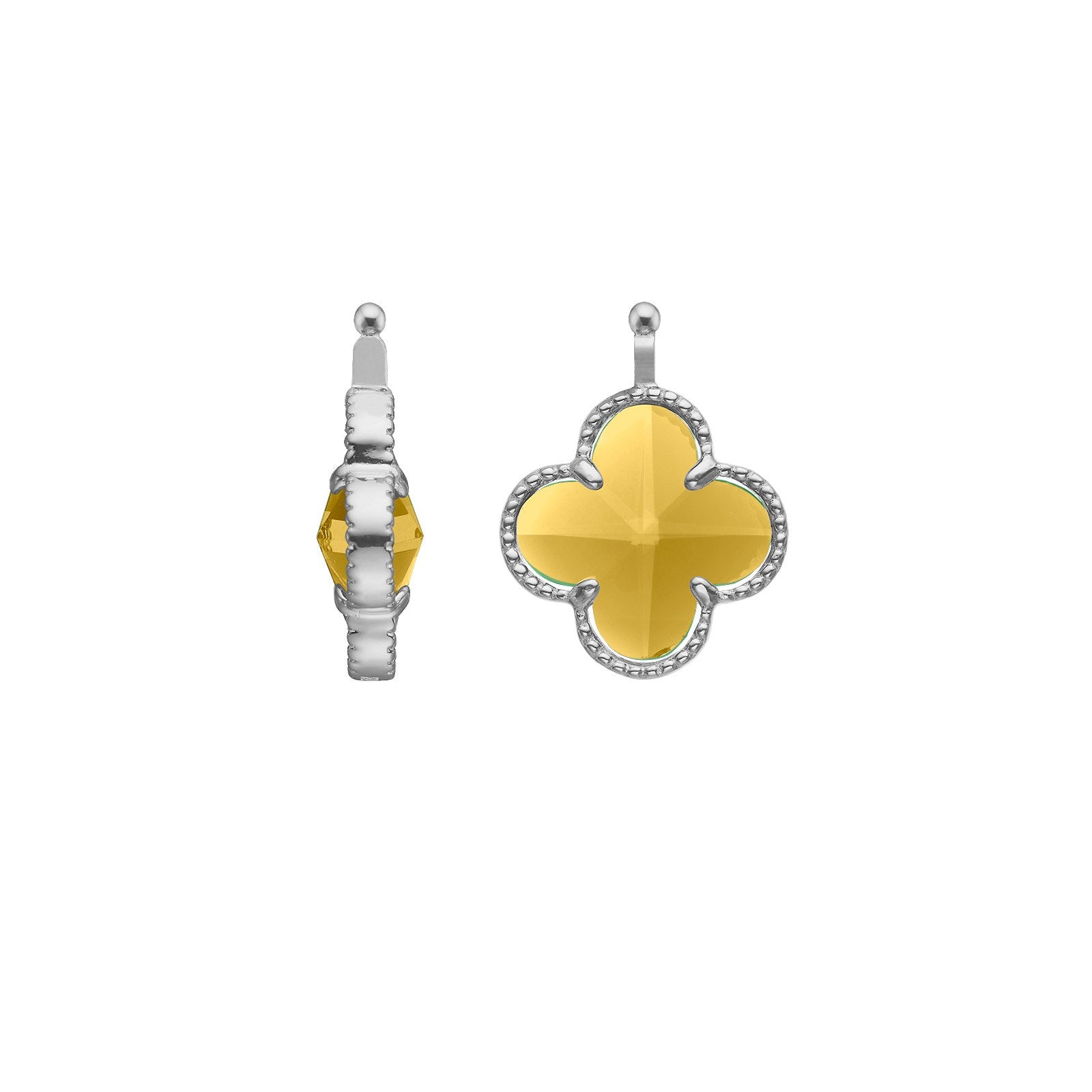 Glas facet clover - rh -silver