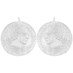 Silver matt system pendant coin 23x23mm