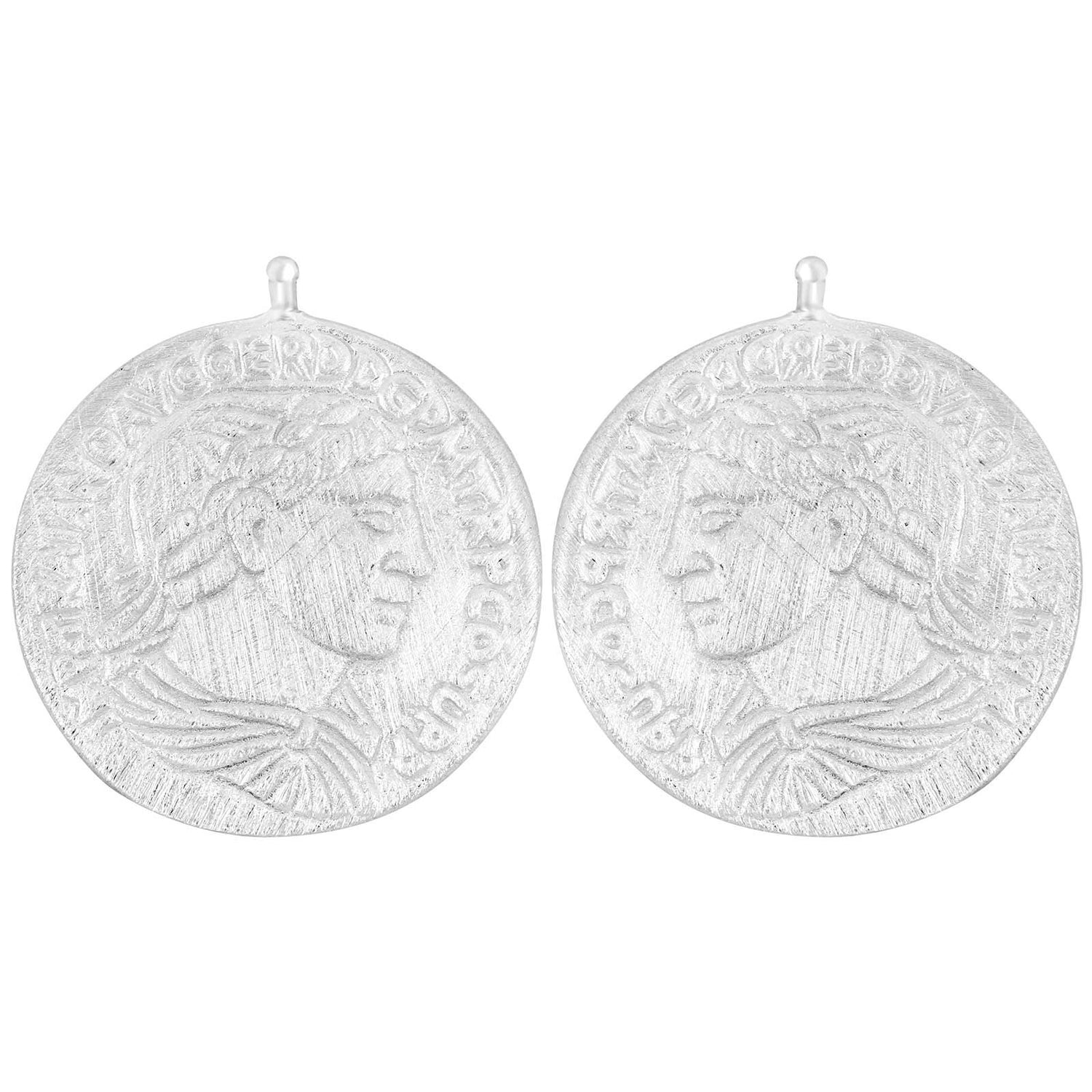 Silber matt Systemanhänger Münze 23x23mm - Rhodiniert