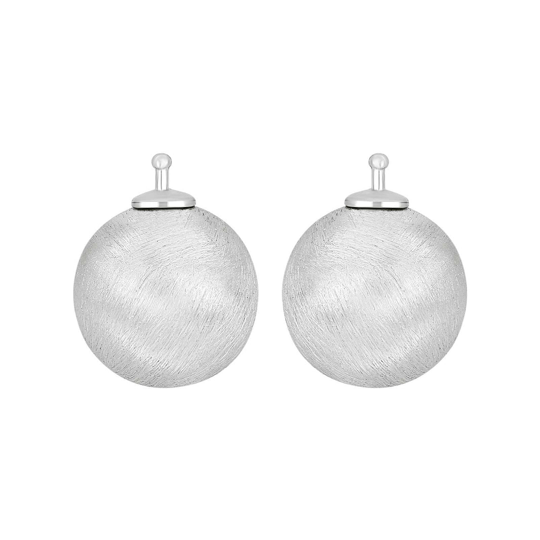 Rhod. silver system-pendant 16mm mat ball - pair