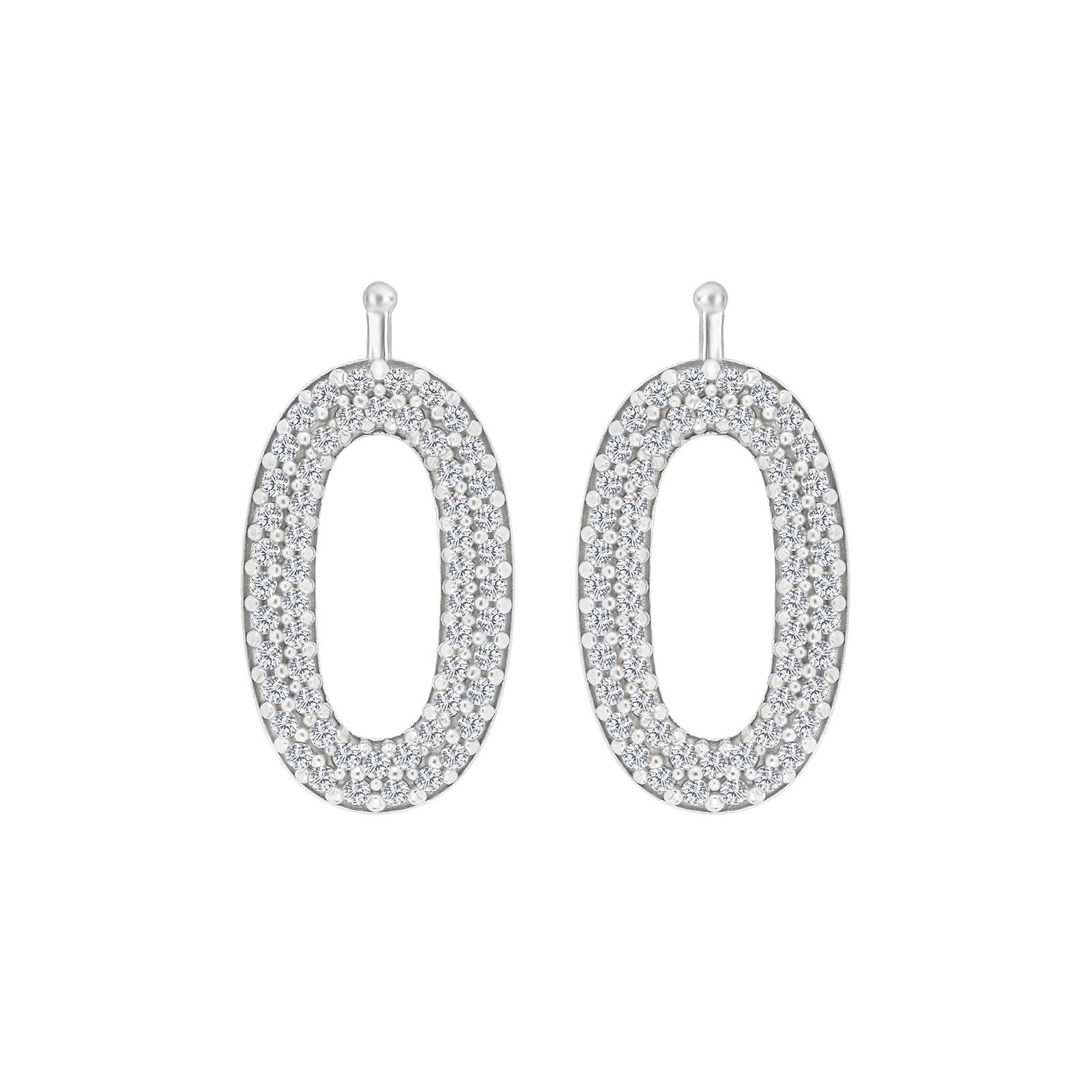 Silberner Systemanhänger oval mit Zirkonia