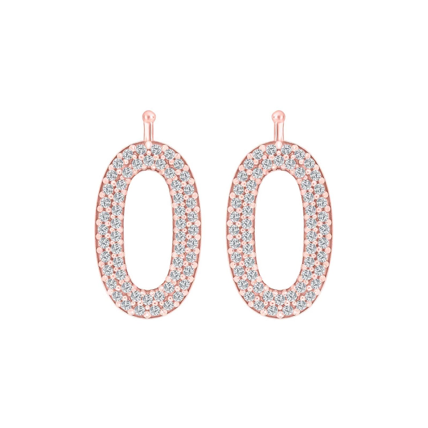 Silberner Systemanhänger oval mit Zirkonia - Rosévergoldet