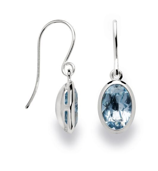 925/- Ohrringe poliert, Blautopas 3,02ct - Nicht rhodiniert