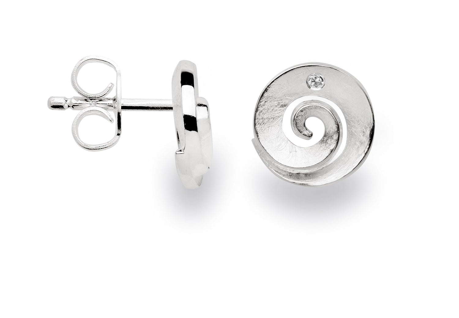 925/- Ohrringe gebürstet, Durchmesser 0,01ct W-SI - Nicht rhodiniert