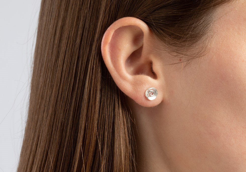 925/- Ohrringe gebürstet, Durchmesser 0,01ct W-SI