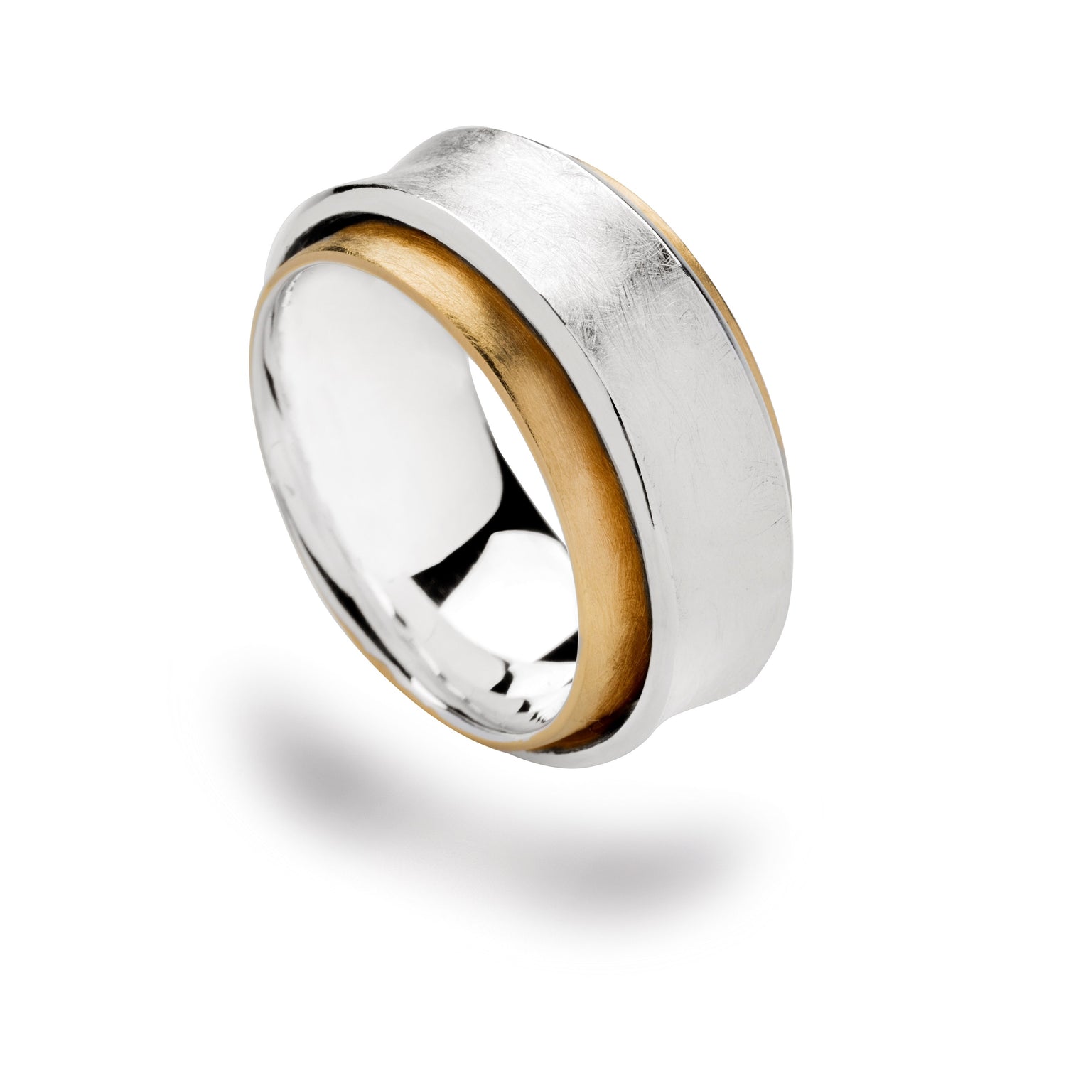 925/- Ring, partiell fg gebürstet - 52 / Nicht rhodiniert