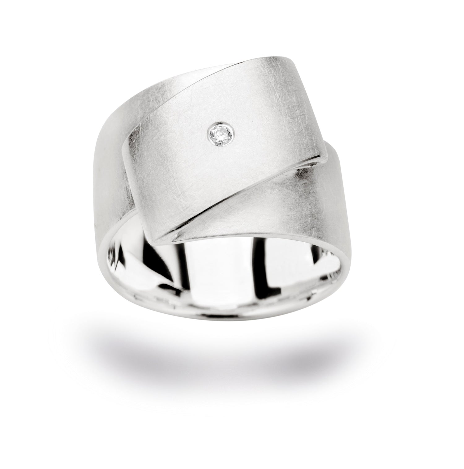 925/- Ring gebürstet, Ø 0,03CT WP1 - 52 / Nicht rhodiniert