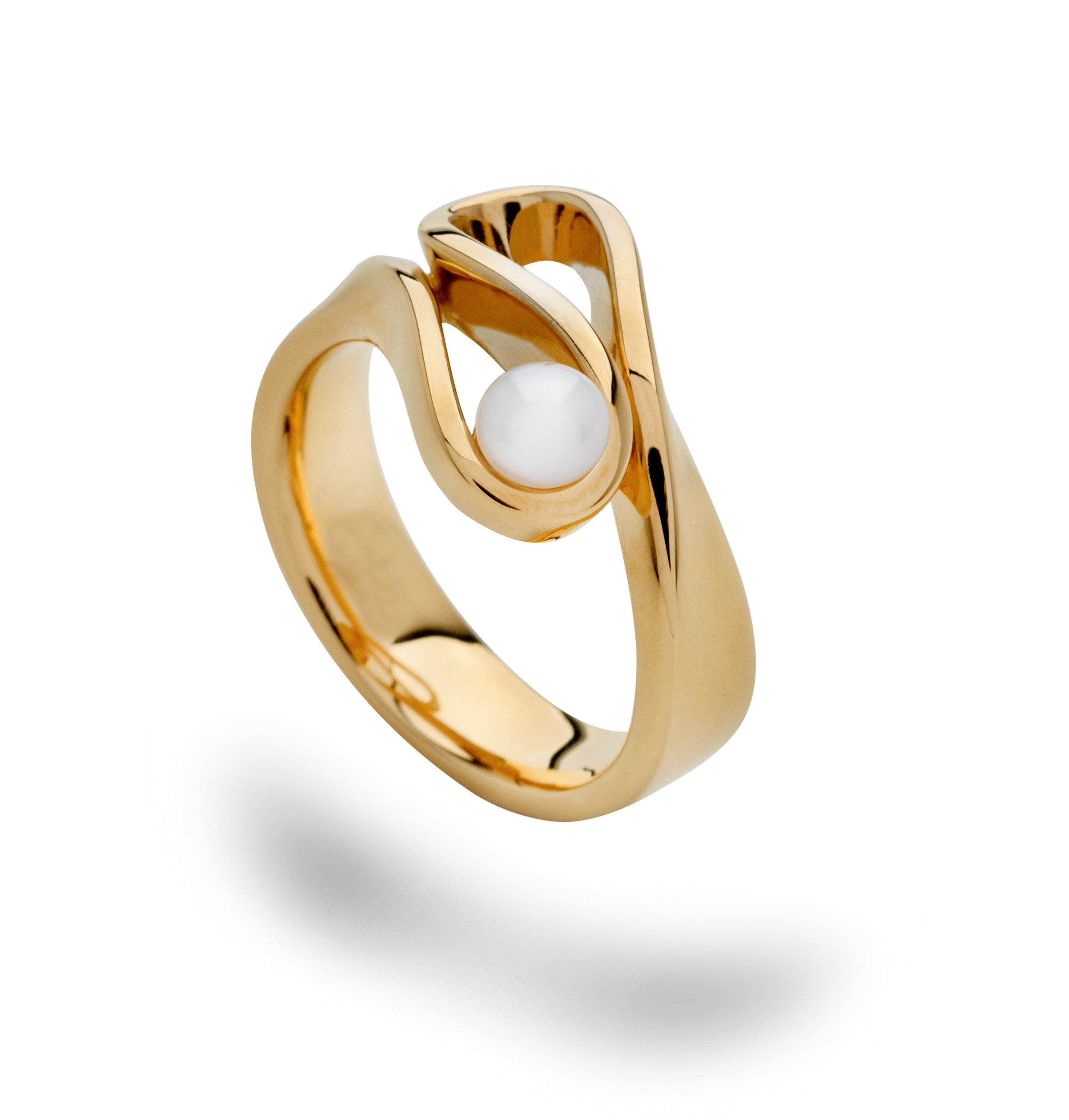 925/- Ring, glanz fg, weiße Zuchtperle
