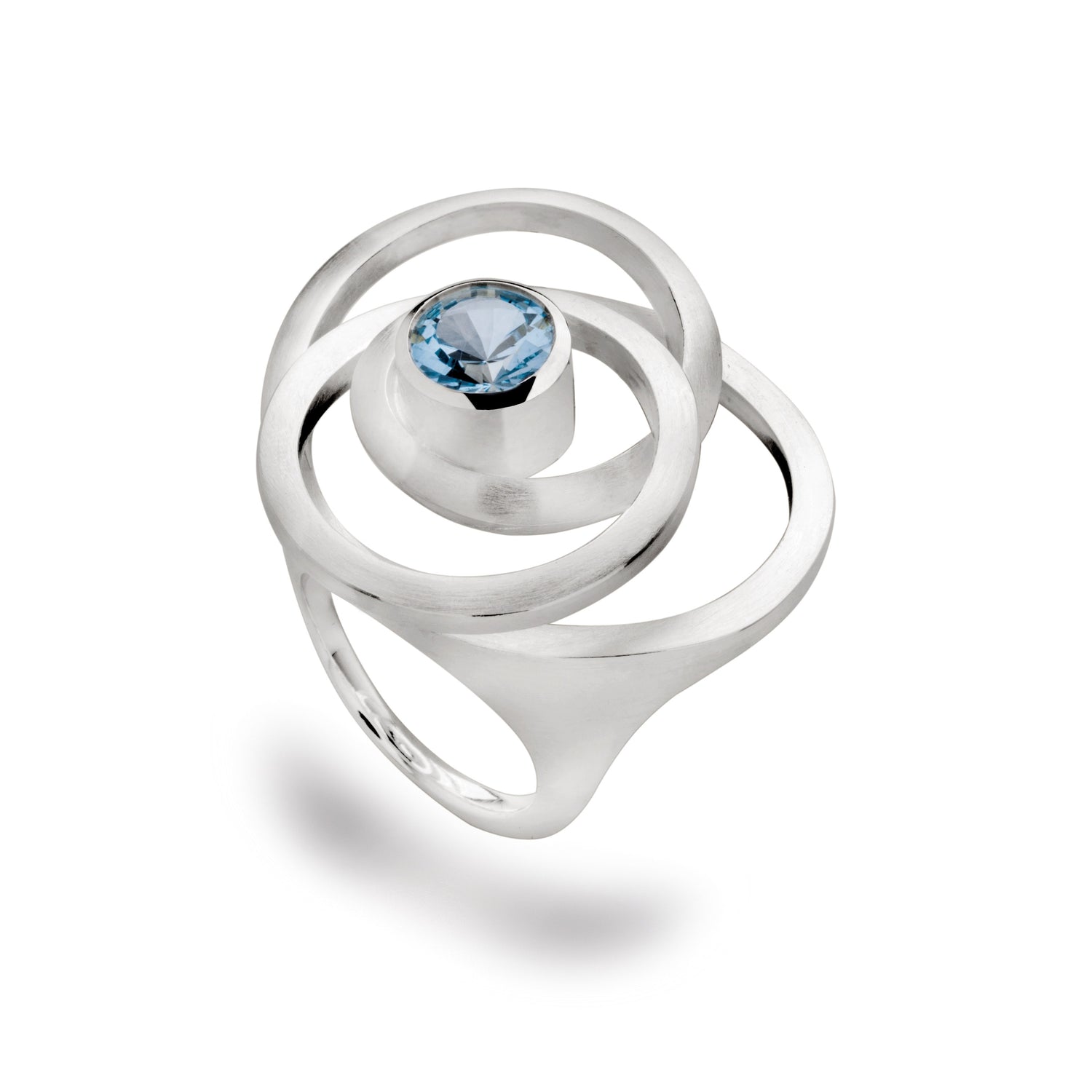 925/- Ring mattiert, BLAUTOPAS 2,04CT - 52 / Nicht rhodiniert