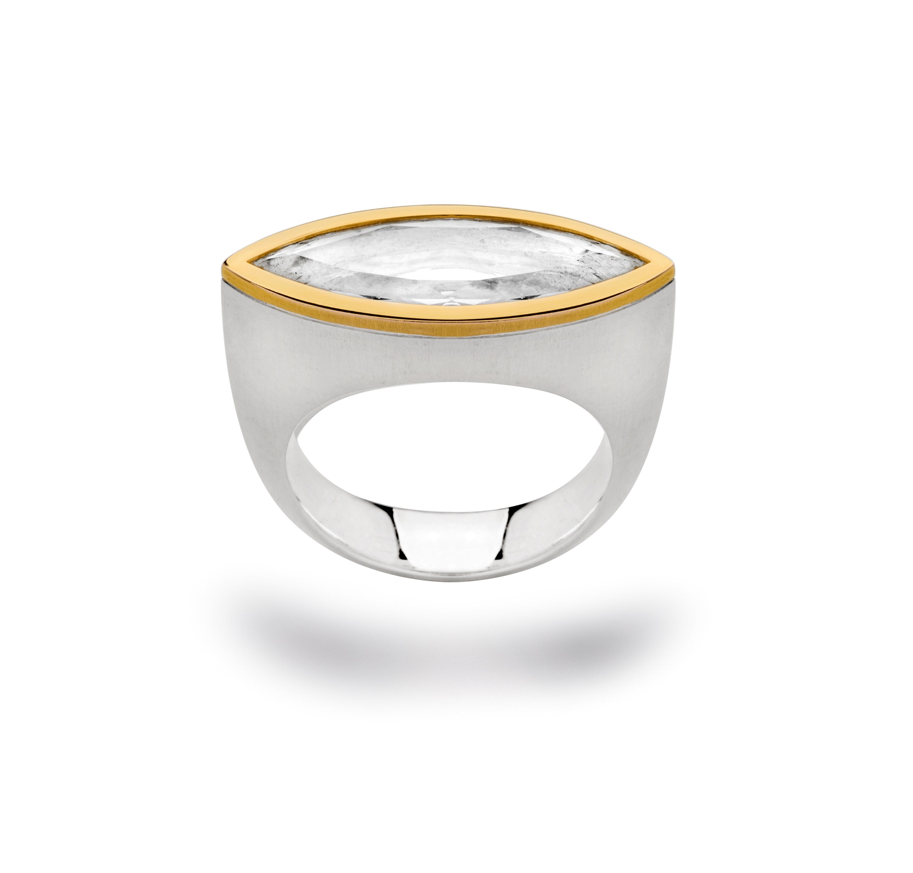 925/- Ring, teilmattiert/glänzend, Bergkristall 3,52