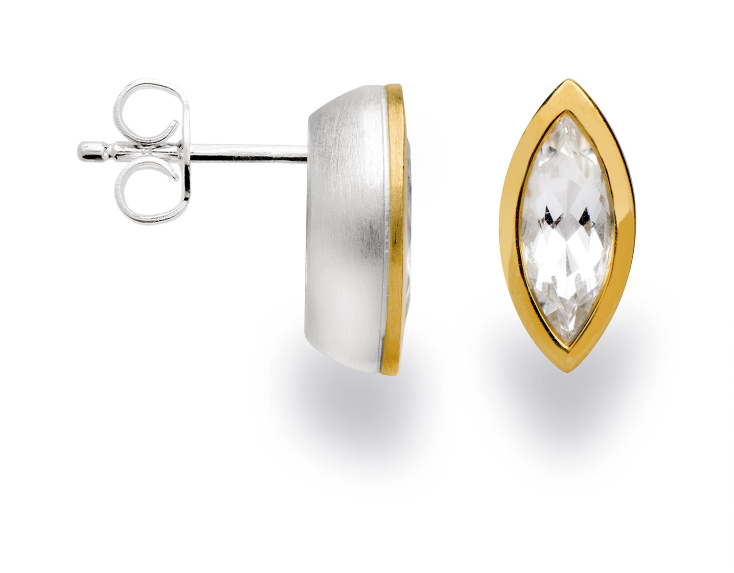 925/- Ohrstecker, teilweise fg matt/pol bjergqz 1,18CT - Nicht rhodiniert