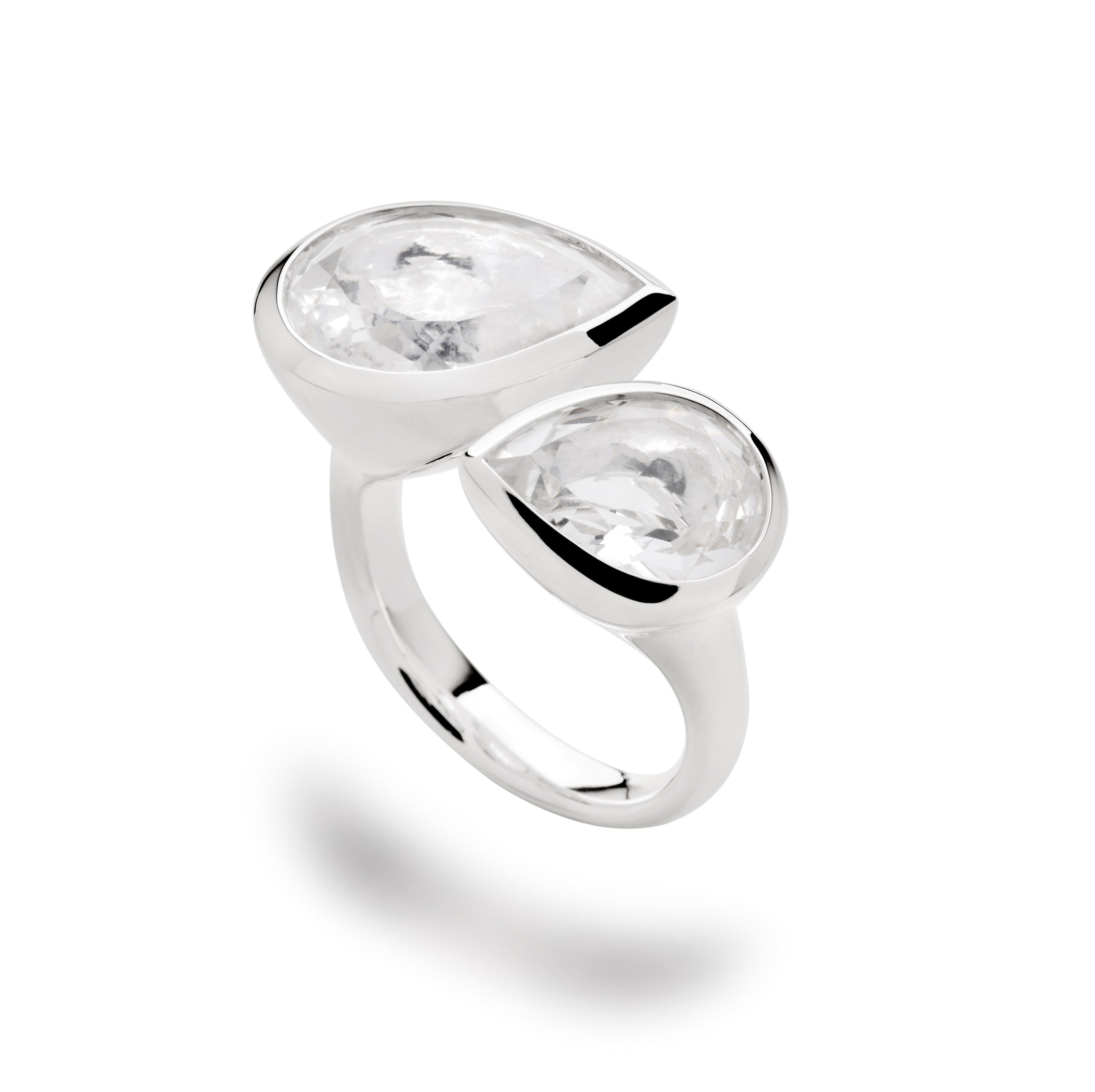 925/- Ring glänzend, Bergkristall 9,45CT