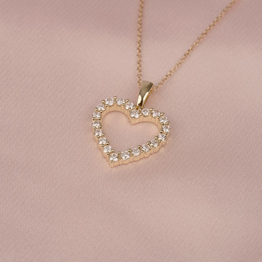LUXURY 14kt. guldhalskæde hjerte m. lab grown diamant 0,46ct TW/VS2