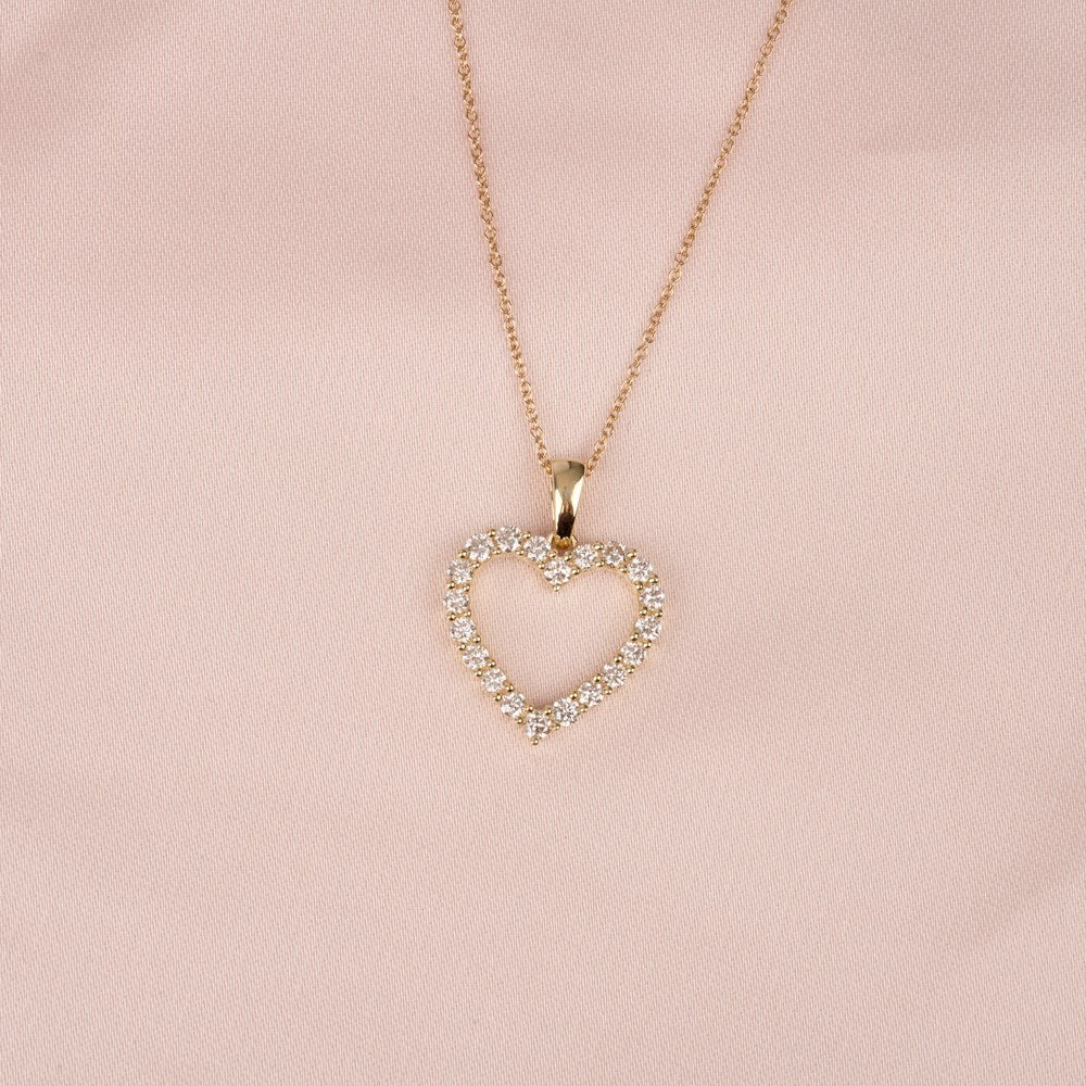 LUXURY 14kt. guldhalskæde hjerte m. lab grown diamant 0,46ct TW/VS2