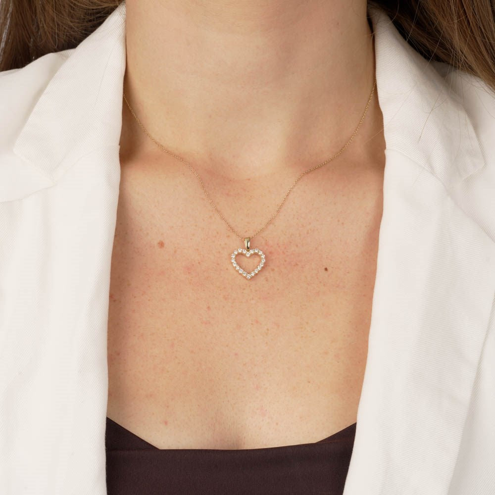 LUXURY 14kt. guldhalskæde hjerte m. lab grown diamant 0,46ct TW/VS2