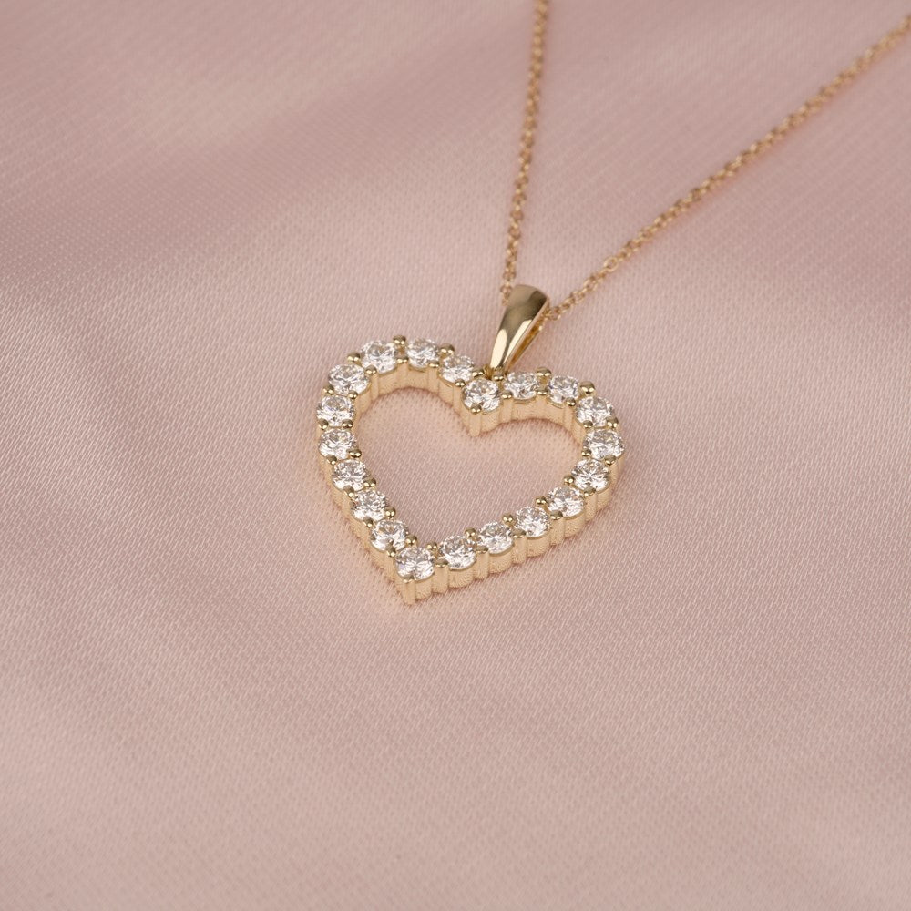 LUXURY 14kt. guldhalskæde hjerte m. lab grown diamant 0,95ct TW/VS2