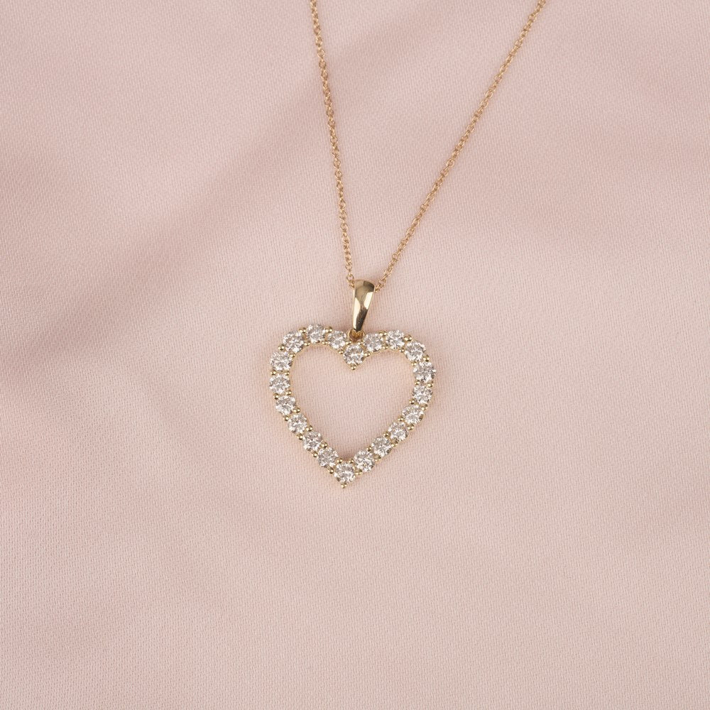 LUXURY 14kt. guldhalskæde hjerte m. lab grown diamant 0,95ct TW/VS2