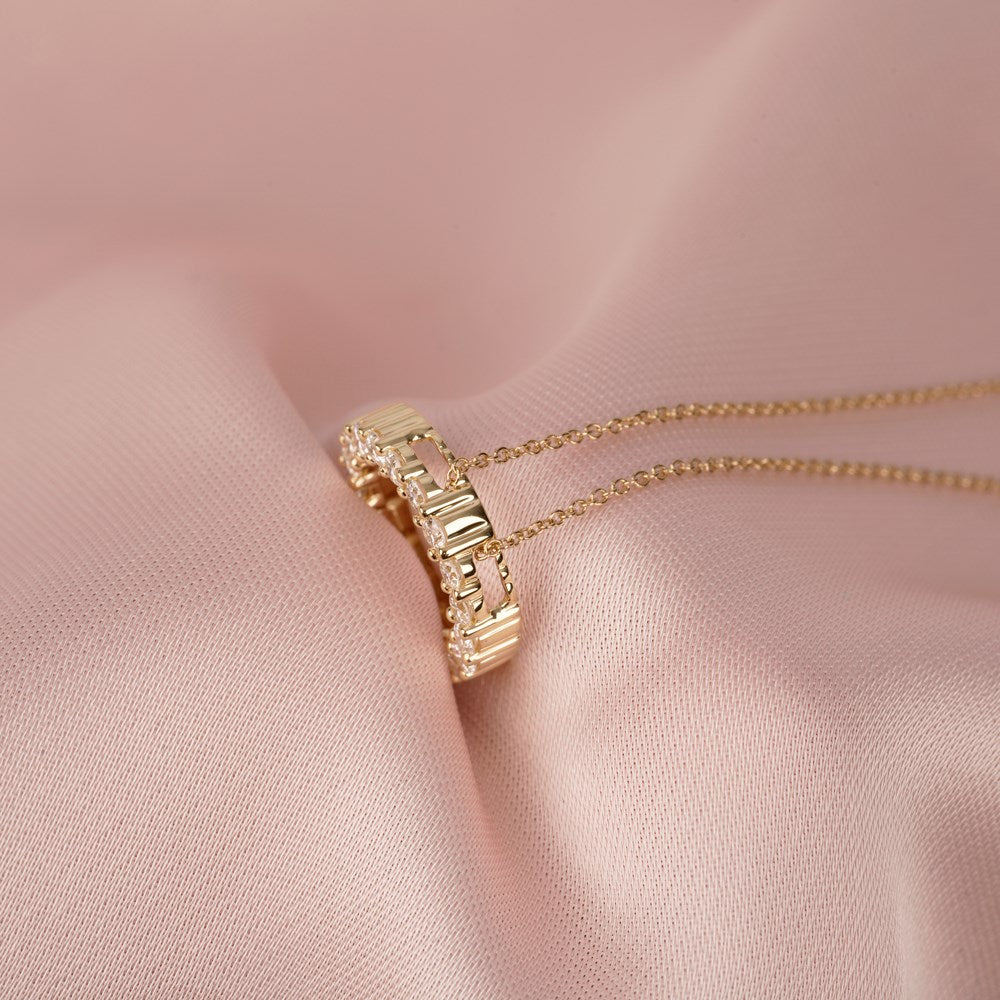 LUXURY 14kt. guldhalskæde cirkel m. lab grown diamant 0,495ct TW/VS2