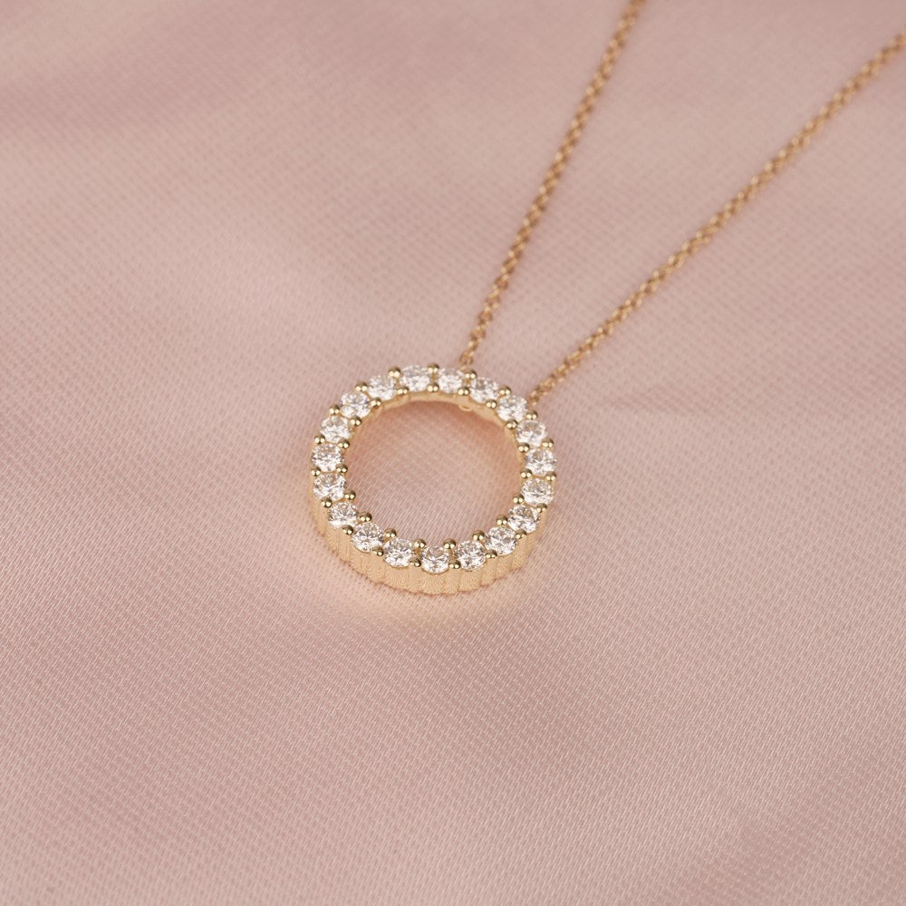LUXURY 14kt. guldhalskæde cirkel m. lab grown diamant 0,495ct TW/VS2
