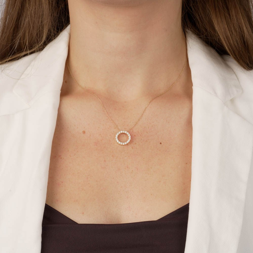 LUXURY 14kt. guldhalskæde cirkel m. lab grown diamant 0,495ct TW/VS2