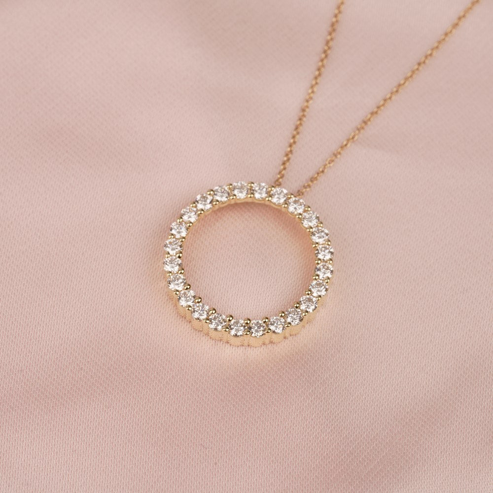 LUXURY 14kt. guldhalskæde cirkel m. lab grown diamant 0,98ct TW/VS2
