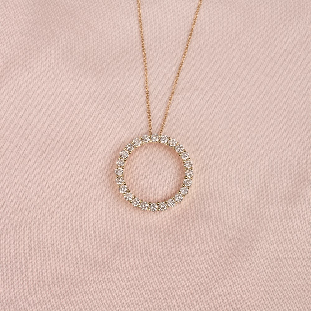LUXURY 14kt. guldhalskæde cirkel m. lab grown diamant 0,98ct TW/VS2