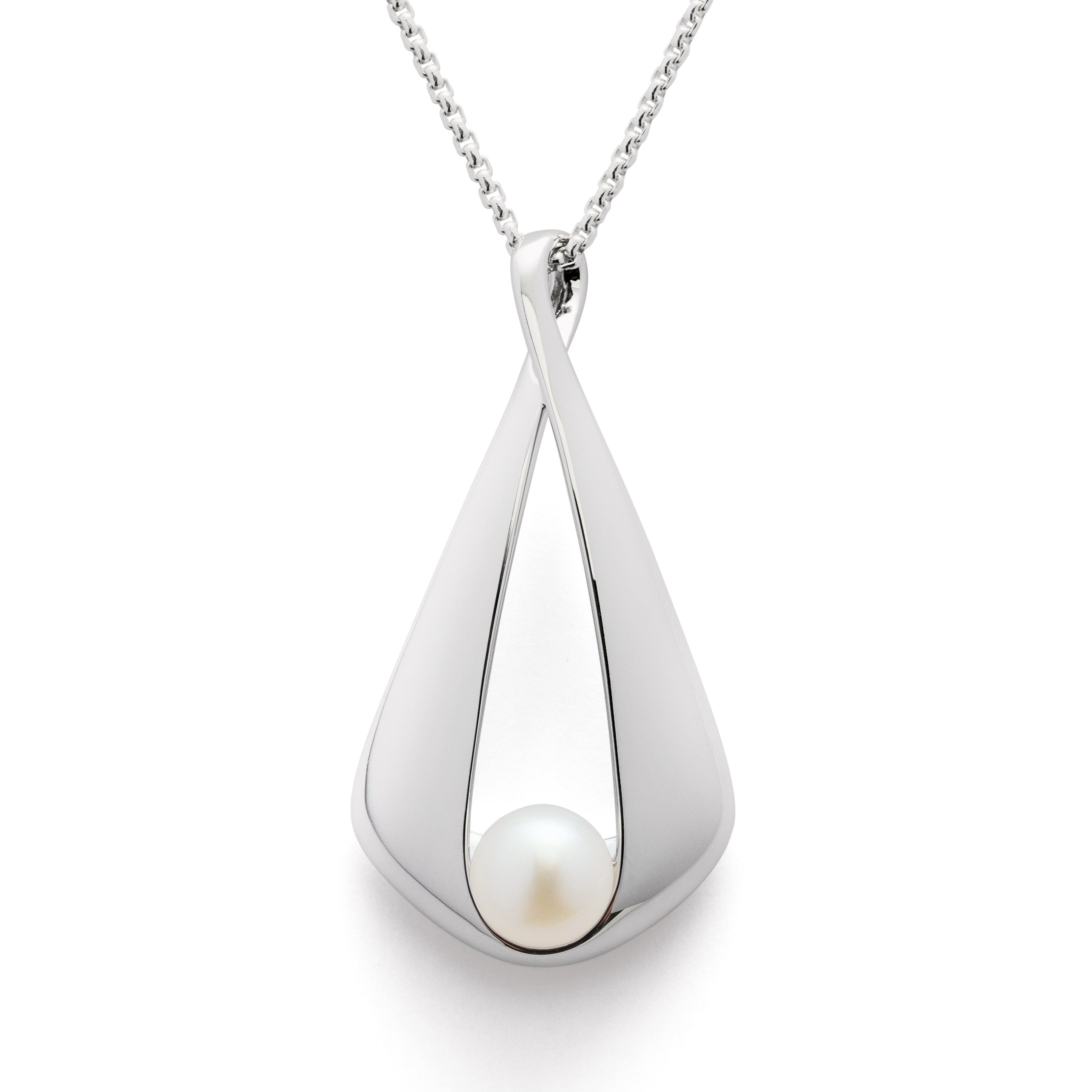 925/ - Vedhæng, blank rho.hvid kulturperle 2.0CT