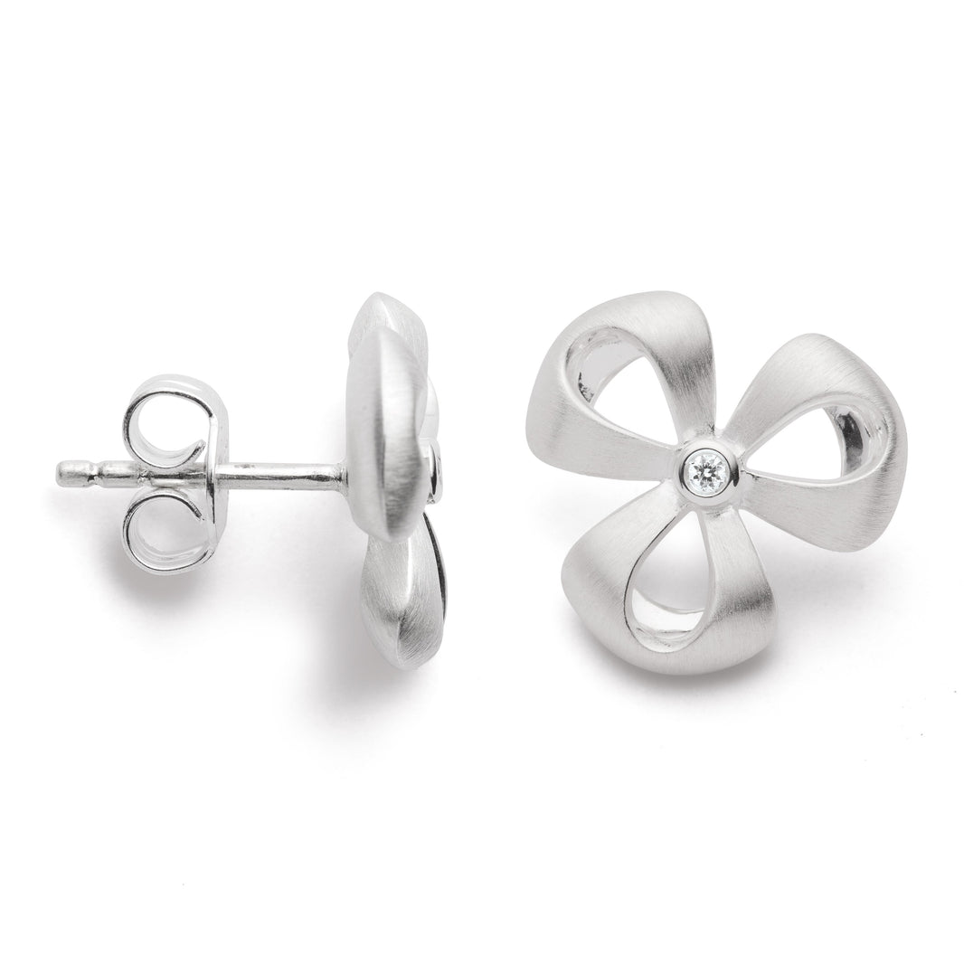 925/ - earstud satin/pol., dia. 0,02ct