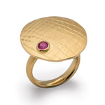 925/- Ring, fg matt/gebürstet, Rhodolith 0,35CT