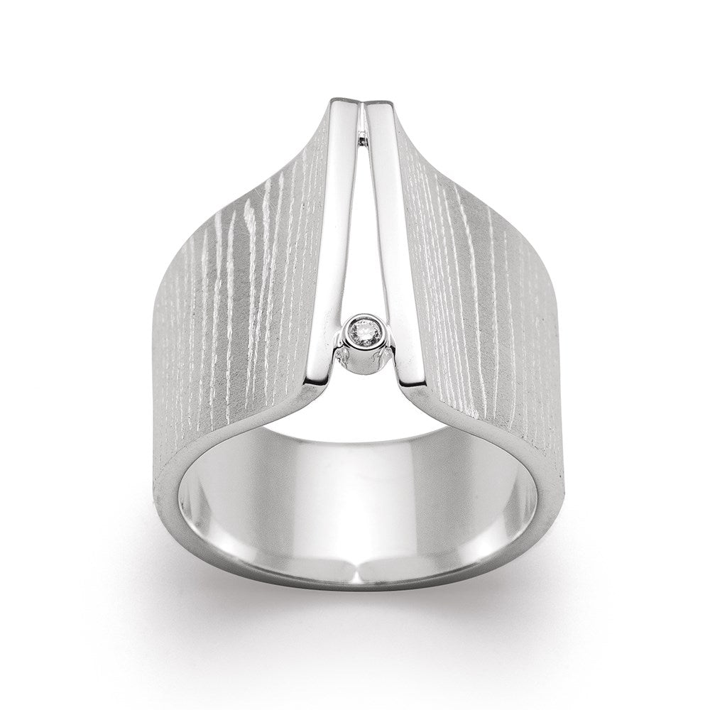925/ - Ring matt/gebürstet/glänzend, Ø 0,02ct W-SI - 52 / Nicht rhodiniert