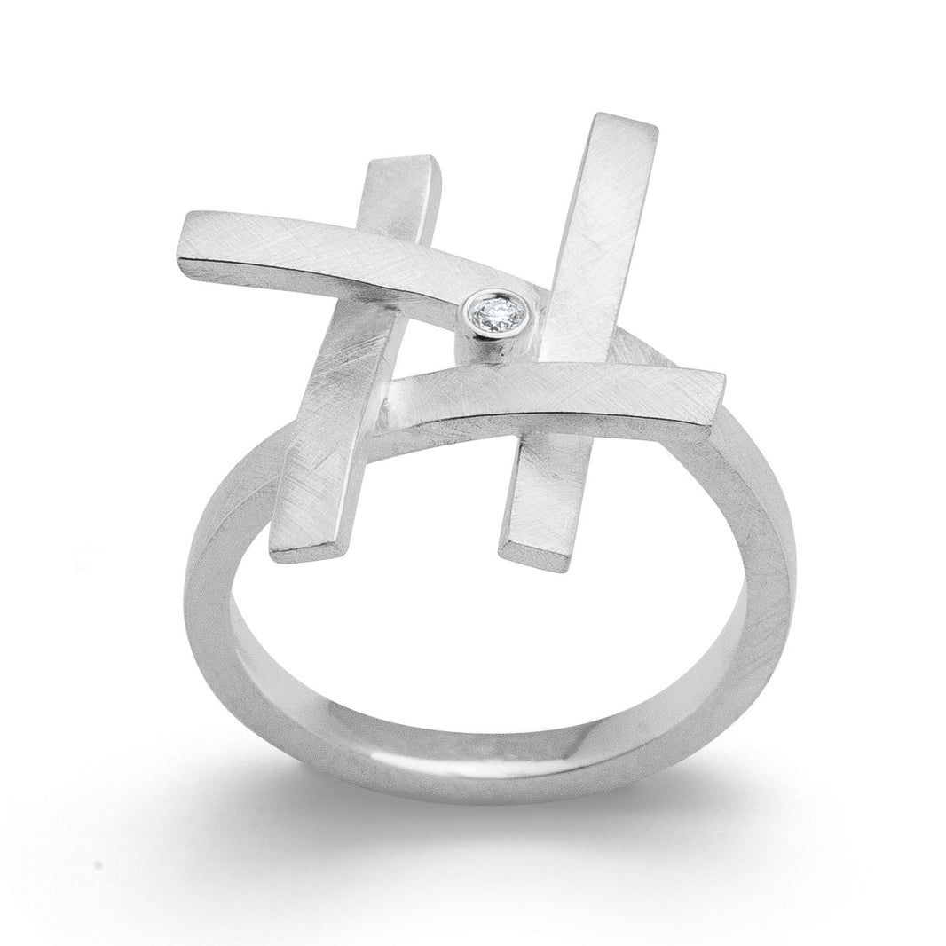 925/- Ring gebürstet, Ø 0,02CT WP1