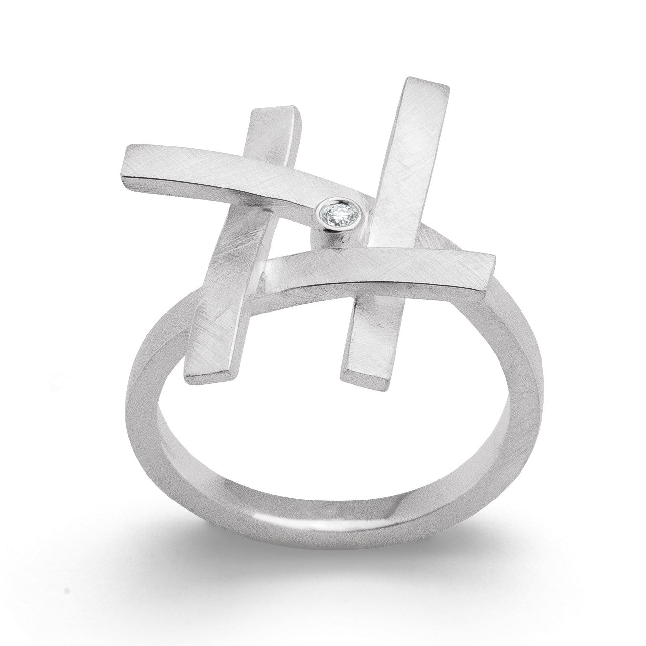 925/- Ring gebürstet, Ø 0,02CT WP1