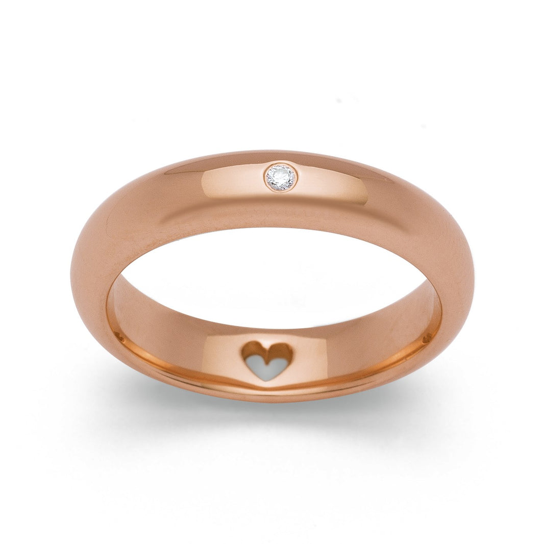 925/ - Ring, rosa fg glänzend, Durchm. 0,03 CT W-SI - 56 / Nicht rhodiniert