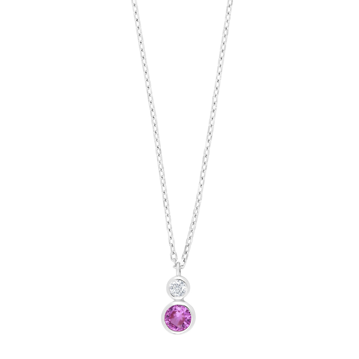 Zilveren hanger met roze zirkonia IDANOR - Gerhodineerd
