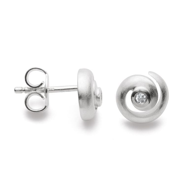 925/- mattierter Ohrring, Br 0,03ct W-SI - Nicht rhodiniert