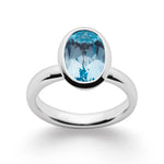 925/- Ringblank, blå topas 3,78ct