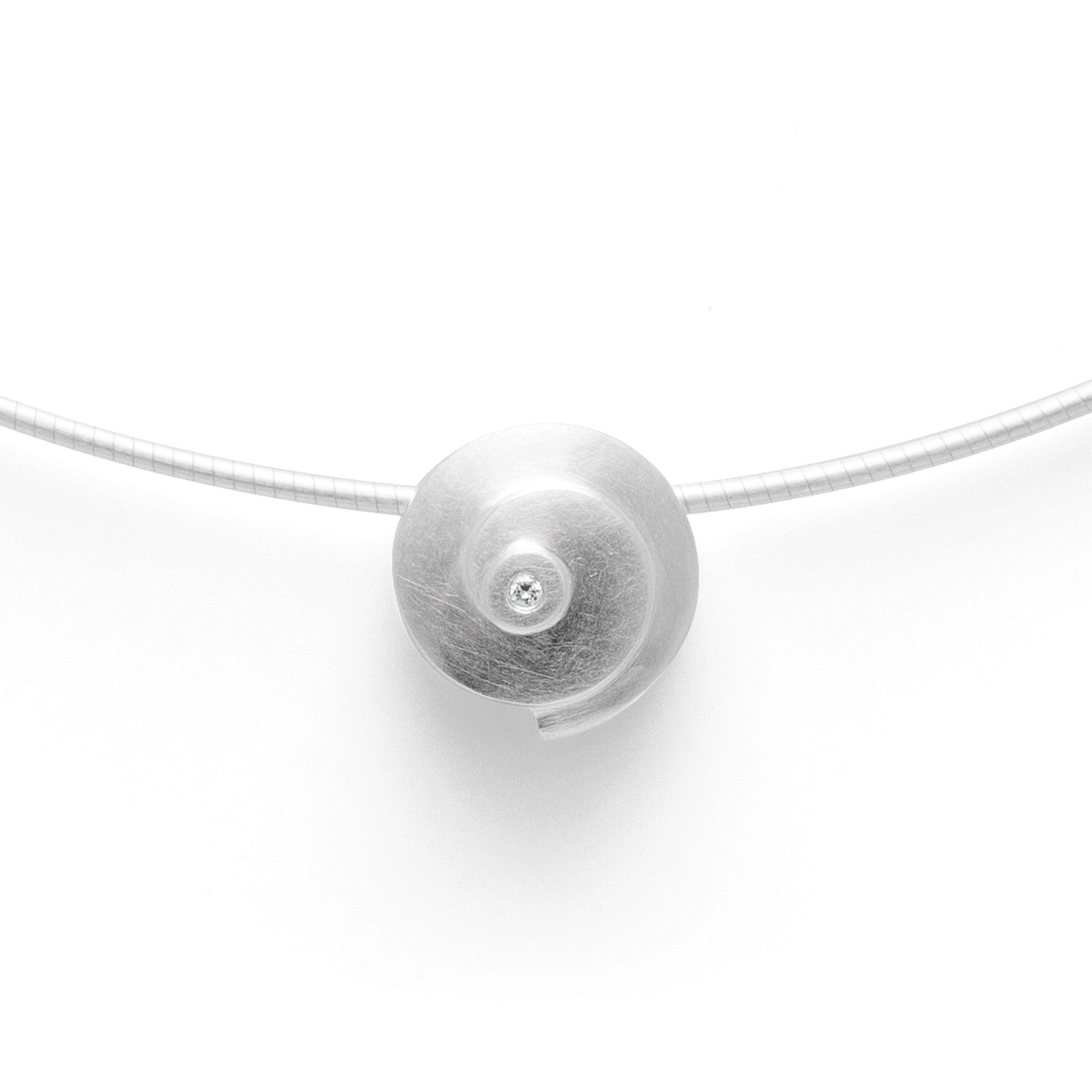 925/- Vedhæng børstet, dia. 0,01CT