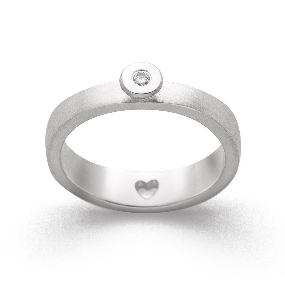 925/- Ring matt/glänzend, Brillant 0,03ct W-SI - 52 / Nicht rhodiniert