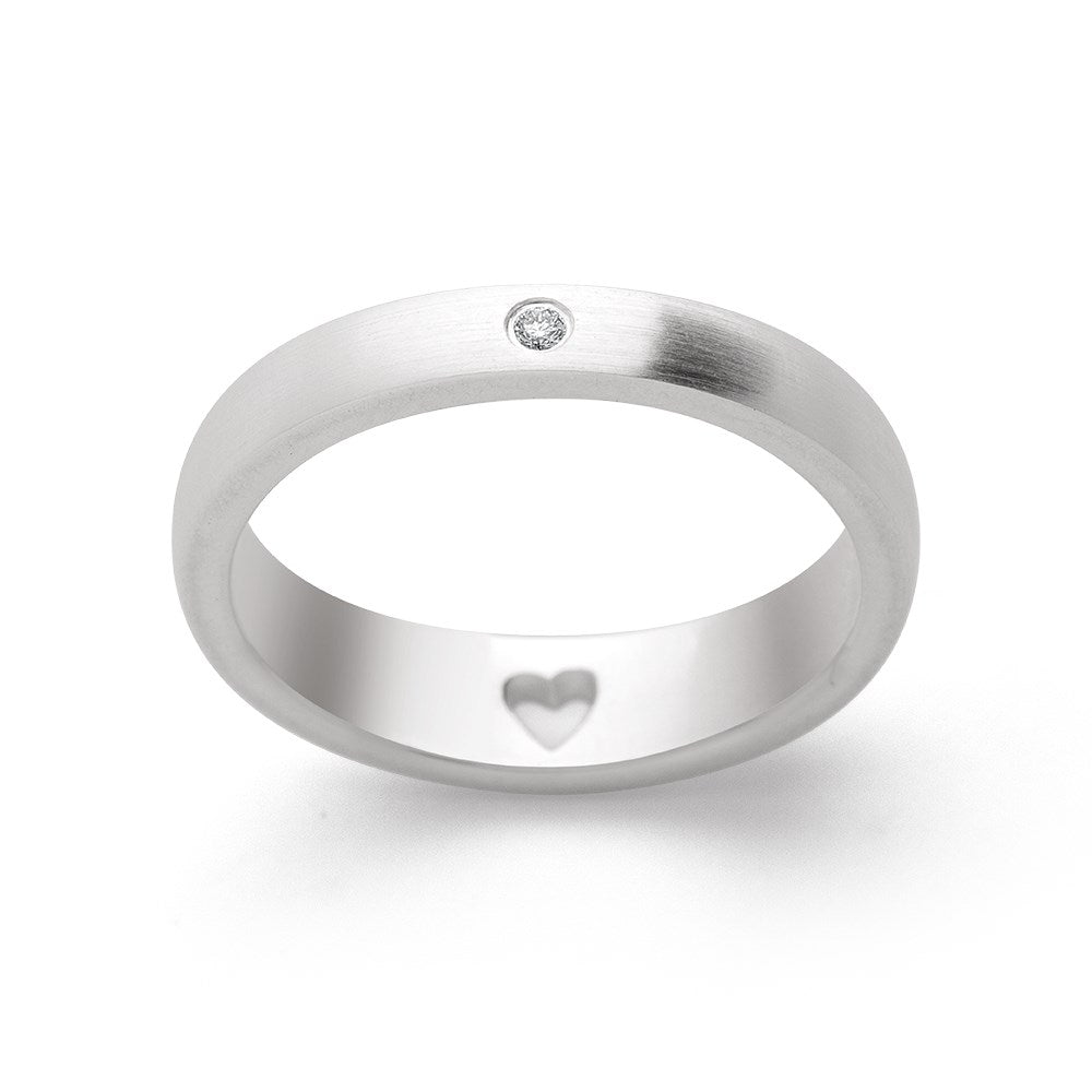 925/- Ring mattiert, Brillant 0,02ct W-SI - 50 / Nicht rhodiniert