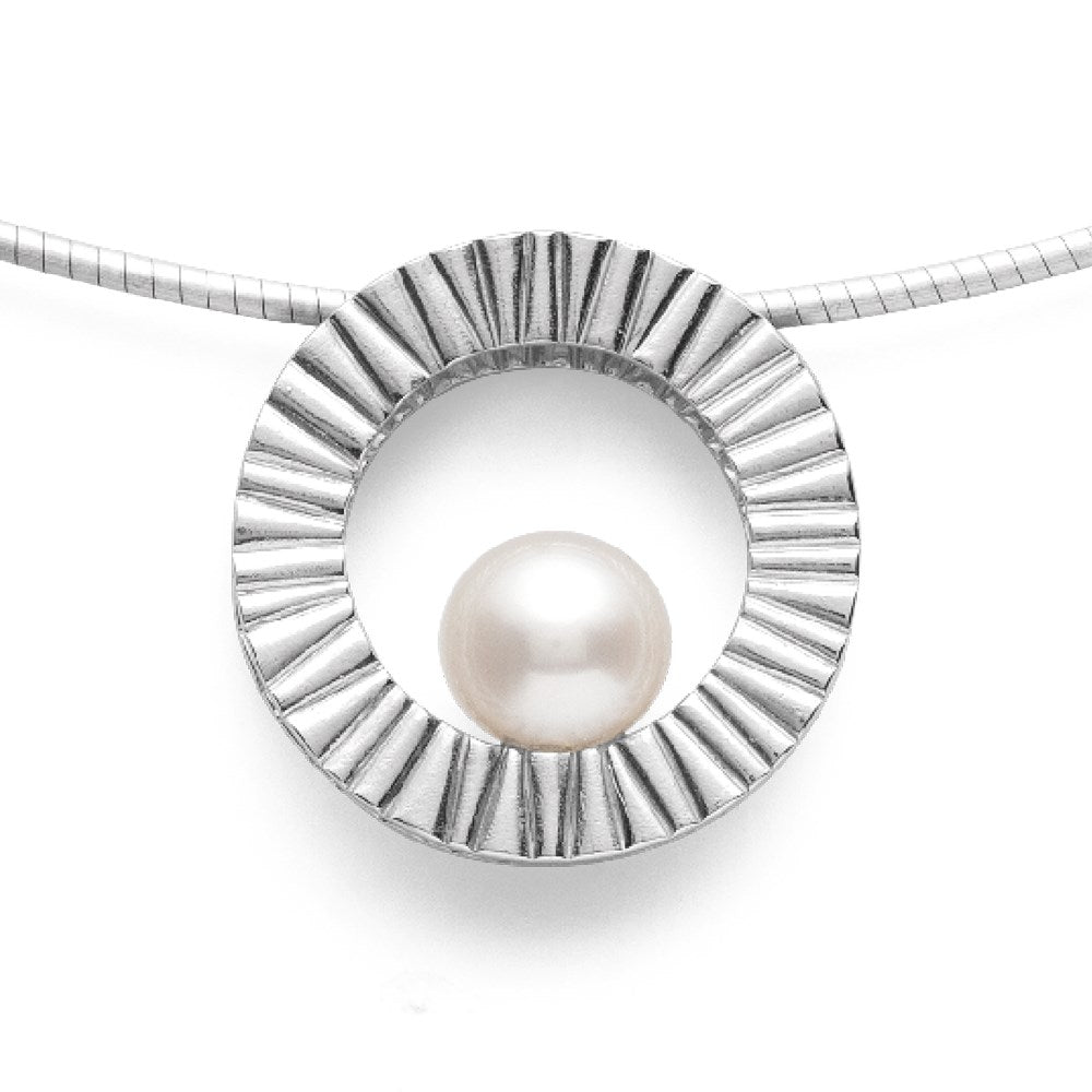 925/- Anhänger, Rho. matt., Zuchtperle WEIß